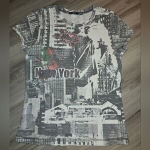Apt. 9 New York Graphic Tee - Gray and White